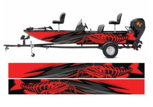 Pesce gatto rosso grafica vinile barca avvolgente decalcomania pesca pontone sportivo moto d'acqua - Foto 1 di 7