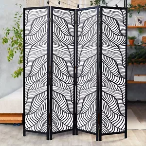 Room Divider Privacy Screen 4 Panel 5 ft. 8 in. Double Sided Art Near 360 Rotate - Picture 1 of 12