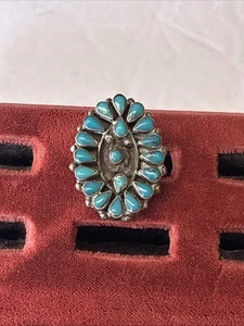 Navajo Sterlingsilber blau Cluster Türkis Nadelspitze Ring Größe 7 - Bild 1 von 5