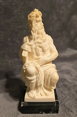 Michelangelo Horned Moses on Marble Base -G Ruggeri Made in Italy 6" Tall - Image 1 of 4