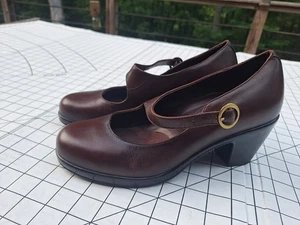 Dansko 11 Sz 42 Becca Brown Leather Mary Jane Buckle Orthopedic Wedge Shoe - Picture 1 of 12