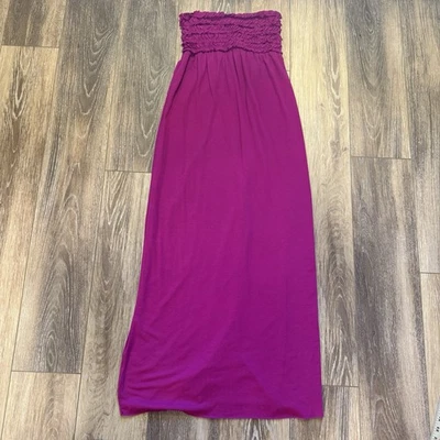 Maxi Vestido Magenta Sin Tirantes Bohemio Y2K Talla Pequeña Verano Foto 1 de 4