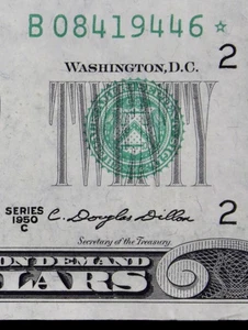 $20 1950C Star Federal Reserve Note B08419446* series C, New York, twenty dollar - Picture 1 of 3
