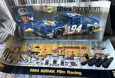 NASCAR 1989, 1994 Sterling Marlin Kodak Gold Race car Autographed Poster Lot - Image 1 of 4