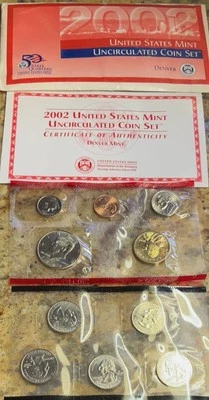 2002-D US Mint Uncirculated Mint Set 10 Pc State Quarters Series TN OH LA IN MS  - Image 1 of 3