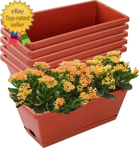 Window Box Planter 7 Pack Plastic Vegetable Flower Planters Boxes 17 Inches - Picture 1 of 6