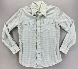 Vintage Men’s Levi’s Blue Tag Button Down Long Sleeve Shirt Light Blue Plaid - Picture 1 of 23