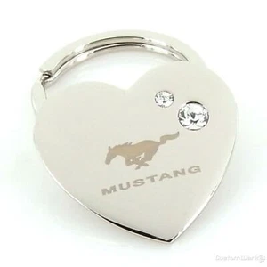 Ford Mustang Heart Shape Keychain (Chrome) - Picture 1 of 3