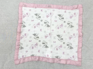 Disney Baby Blanket Minnie Mouse Flower Muslin Pink Gray White 16" x 14.5" Lovey - Picture 1 of 4
