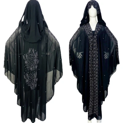 Muslim Khimar Hijab Women Burqa Caftan Hooded Prayer Dress Abaya Kaftan Ramadan - Image 1 of 4