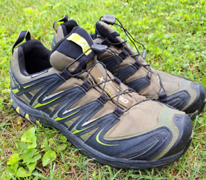 Salomon XA Pro 3D Mountain Trail Hiking Shoes Green and Black Men's Size 12