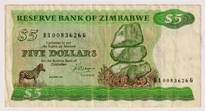 ZIMBABWE $5 1983 P-2c, Sign 2 Circulated Note BA0083626G - Bild 1 von 4