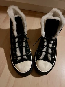 Converse high chucks Schwarz mit Fell Leder 37 - Bild 1 von 5