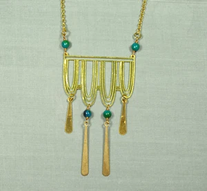 Halskette NIAGARA mit Chrysokoll handmade Messing gold Art Déco 20er 20s (2013) - Bild 1 von 6