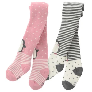 2 Paar Baby Mädchen Thermo Frottee-Strumpfhose Pinguin Motive 50/56 62/68 74/80 - Bild 1 von 1