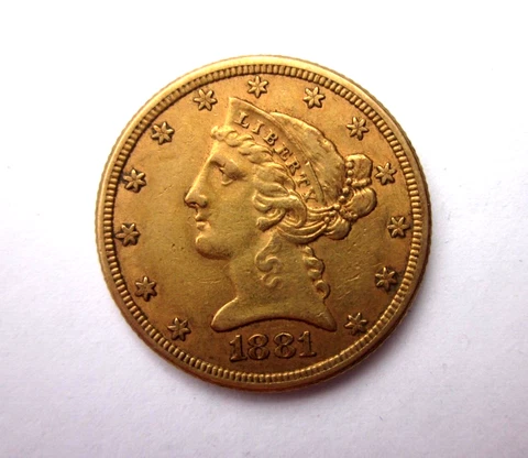 1881-P LIBERTY HEAD HALF EAGLE 5 DOLLAR GOLD PHILADELPHIA MINT NICE REPUNCHED DA Cover