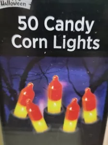 HAPPY HALLOWEEN 50ct Indoor/Outdoor Candy Corn Orange Lights Small 10' - Picture 1 of 2