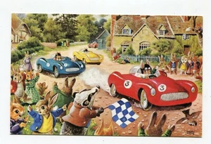 POSTKARTE Medici A/S Racey Helps, THE MOTOR RACE Pk 295 Dressed Animals Rennwagen - Bild 1 von 2