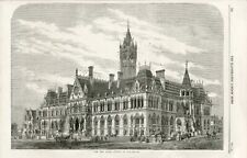 THE NEW ASSIZE COURTS AT MANCHESTER OLD ANTIQUE 1864 PRINT ENGRAVING b9