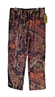Mossy Oak Pull On Drawstring Cargo Rain Pants Breakup Country Camo Large NEW - Image 1 of 4