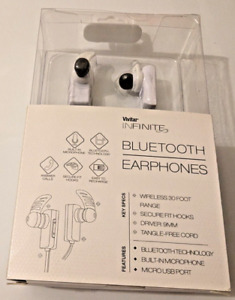NEW & SEALED Vivitar Infinite Bluetooth Earphones 30 Foot Range - Quartz White