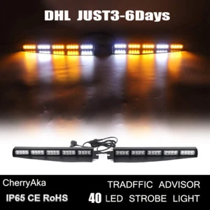 34" 40 LED Emergency Warning Visor Mount Dash Flash Strobe Light Bar Amber White - Bild 1 von 10