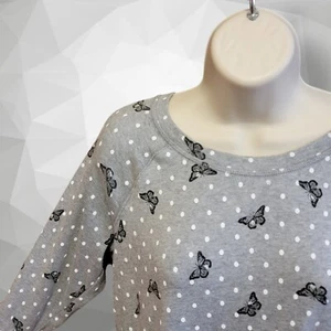 Camisa Karen Scott Sport Gris Negro Mariposas Manga 3/4 XS Caprichosa Gótica T56 - Imagen 1 de 5