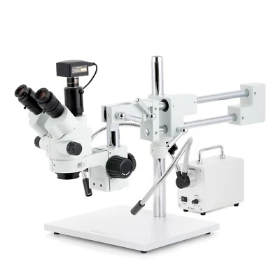 3.5X-90X Simul-Focal Boom Stereo Zoom Microscope+Ring Light+10MP Camera USB 3.0 - Image 1 of 4