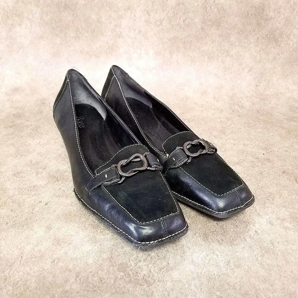 Bajo Mujer Tribeca Talla 7.5 Cuero Negro Sin Cordones 1.5" Tacones Bloque Foto 1 de 4