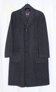 Vtg Hart Schaffner Marx Brown/Black Donegal Wool Herringbone Overcoat Mens L 45 - Picture 1 of 21