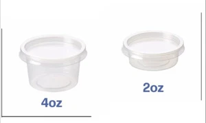 2oz & 4oz Sauce Pots with Lids Round Food Containers Deli Pots Plastic Sauce Pot - Picture 1 of 6