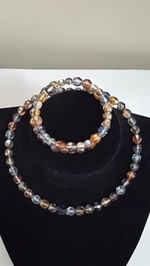 Czech Glass Faceted Round&Barrel Beads 6-8mm Memory Wire Choker/Bangle Bracelet - Picture 1 of 4