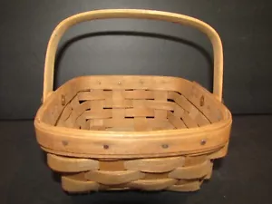 Longaberger 1985 SQUARE Basket With Swing Handle 6.25" X 7 X 3" - Picture 1 of 7