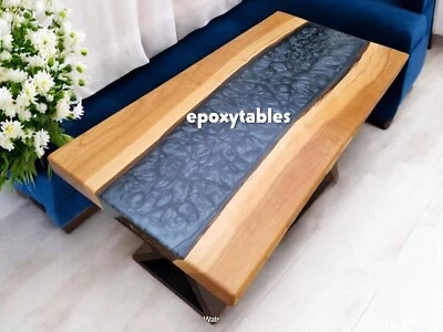 48"x30" Luxury Gray Epoxy Table Artistic Wood and Resin Design for Your Home Dec - Image 1 of 4