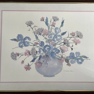 C. Winterle Olson flowers in vase watercolor Signed & framed 23”X29” - Picture 1 of 10