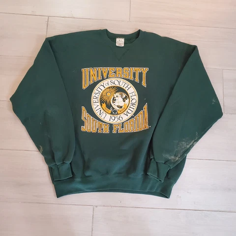 University of South Florida Bulls Vintage  Green Crew Neck NCAA Sweatshirt Sz XL Cover