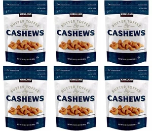 6 PACK - Kirkland Signature Butter Toffee Flavored Cashews 24 oz (680g) - Picture 1 of 6