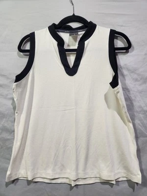 Camisa de tenis de golf BELYN KEY grande blanca tiza negra sin mangas Foto 1 de 4