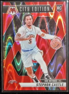 Stephon Castle 2024-25 Panini Mosaic Red Seismic /299 #290 Rated Rookie RC Spurs - Picture 1 of 3