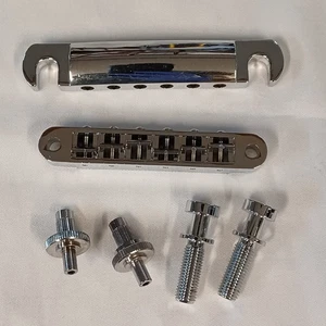 Gibson Chrom Saitenhalter 6-saitig gereinigt mit Nieten & Steg mit 2-teiligen Pfosten HW89 - Bild 1 von 3