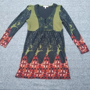 Vestido floral elástico Aryeh para mujer talla L verde oliva rojo negro crochet frontal - Imagen 1 de 22