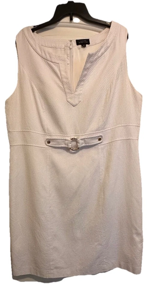 Tahari Arthur S Levine Womans Clarissa White Sheath Dress Size 16w, Gold Accents - Image 1 of 4