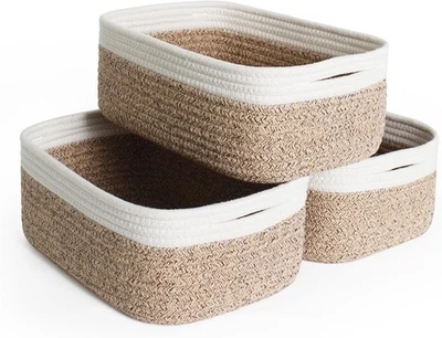 11.81"x7.87"x4.72" Storage Baskets for Shelves, 3 Pack Small Cotton Rope Woven B - Image 1 of 4
