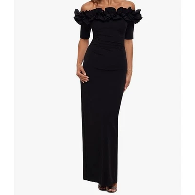 Xcape Womens Black Velvet Dress Size 14 Winter Wedding Ballgown Cotilion Elegant - Image 1 of 4