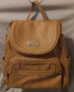 MultiSac Backpack Shoulder Bag Purse Travel Multi Sac Faux Denim Tan Small - Picture 1 of 10