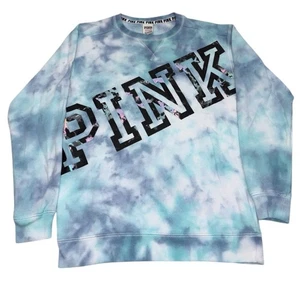PINK Victoria's Secret Sweatshirt mit Rundhalsausschnitt Batik Damen XS Oversized blau - Bild 1 von 8