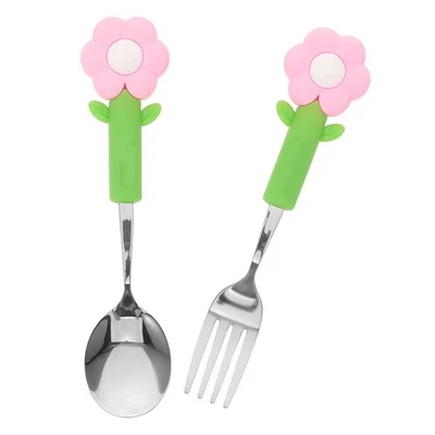  2 pezzi di utensili per bambini in acciaio inossidabile: cucchiaio e forchetta - Immagine 1 di 4