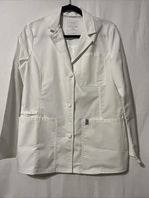 Chaqueta Abrigo Cherokee Workwear Blanco Laboratorio Pequeña Ultra Suave Elastizada Nueva Sin Etiquetas Foto 1 de 4
