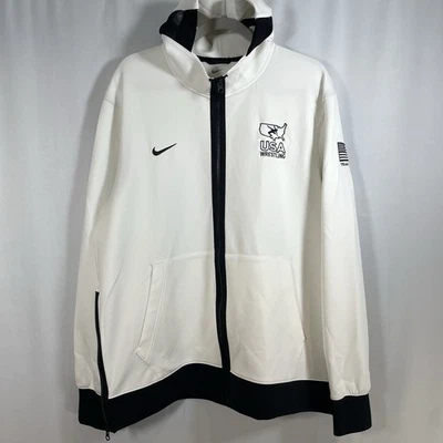 Nike USA Wrestling White Full Zip Dri Fit Men’s Hoodie Size XLarge EUC - Image 1 of 4