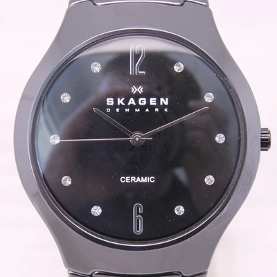 Skagen Denmark Ladies Quartz Watch Black Ceramic Diamond 817SBXBC - Image 1 of 4